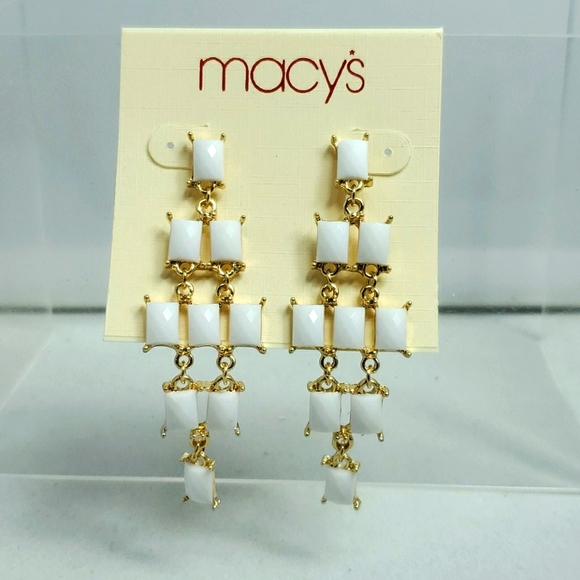 Macy's white dangle earrings - Picture 1 of 2